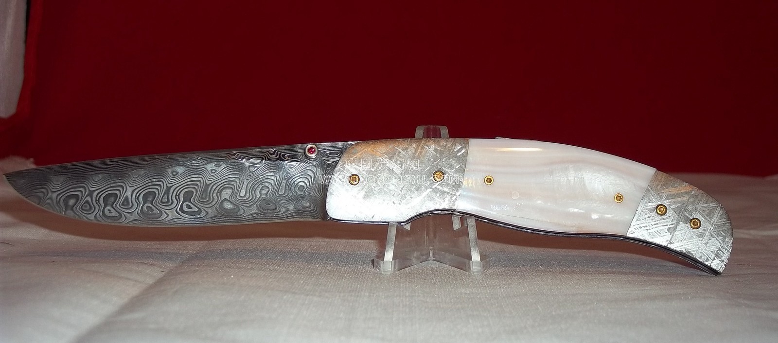 S-穆勒S  S大马士革刀，折叠刀，陨石，珍珠布法罗套.jpg