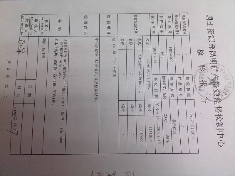 云南国土资源部证书